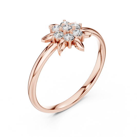 Crown Inspired Floral Diamond | Celestial Silver Rose Plated Star Ring | Where Royalty Meets Eternal Brilliance