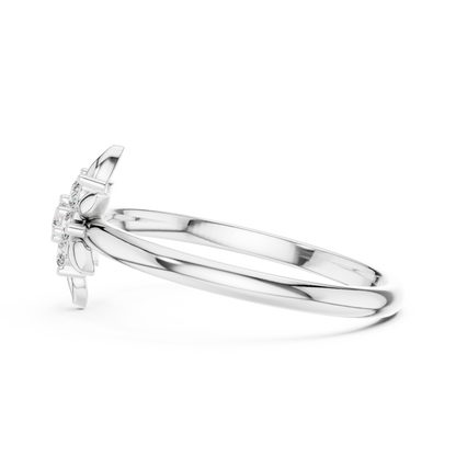 Crown Inspired Floral Diamond | Celestial Silver Rose Plated Star Ring | Where Royalty Meets Eternal Brilliance