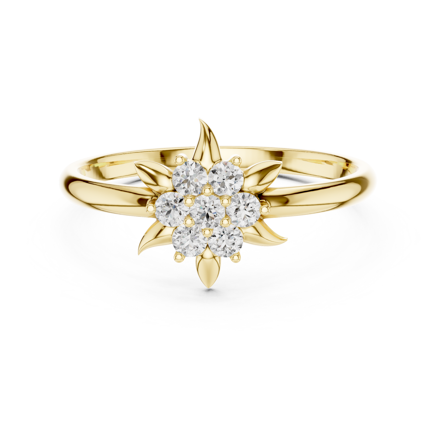 Crown Inspired Floral Diamond | Celestial Silver Rose Plated Star Ring | Where Royalty Meets Eternal Brilliance