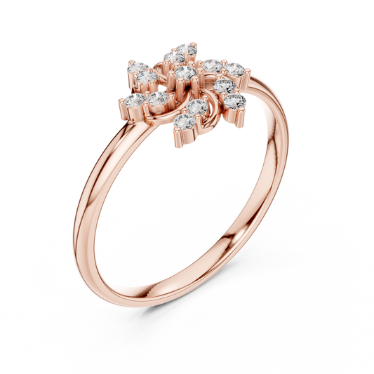 Seraphic Diamond Blossom Ring | Atelier Swirl Cluster Craft | Ultra Rare Silver Rose Plated Bridal Artifact