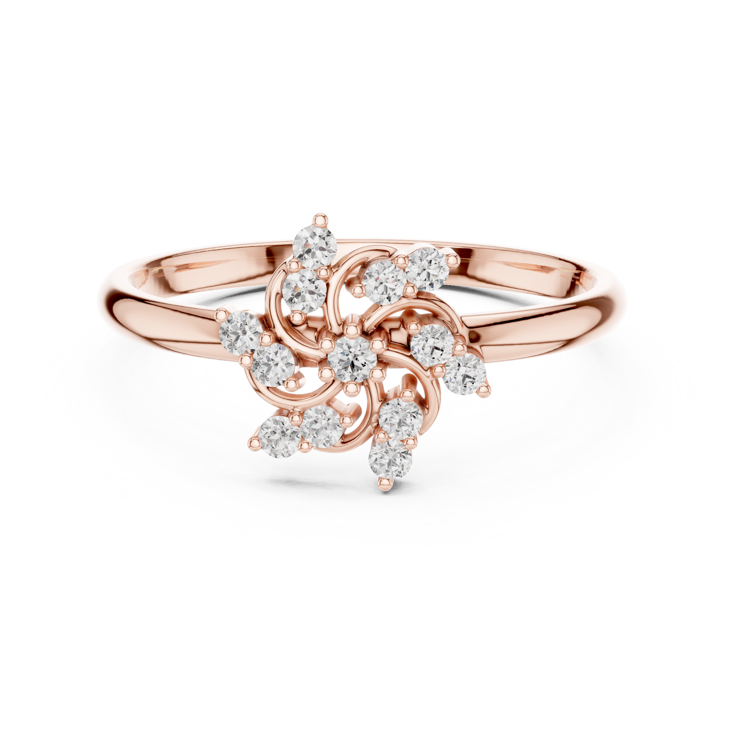 Seraphic Diamond Blossom Ring | Atelier Swirl Cluster Craft | Ultra Rare Silver Rose Plated Bridal Artifact