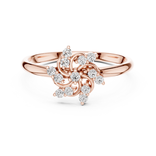 Seraphic Diamond Blossom Ring | Atelier Swirl Cluster Craft | Ultra Rare Silver Rose Plated Bridal Artifact