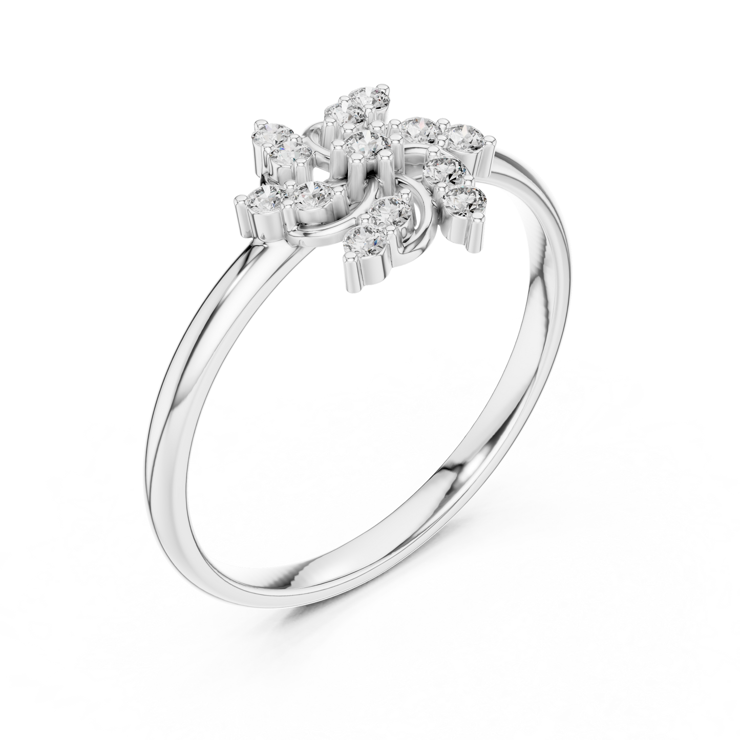 Seraphic Diamond Blossom Ring | Atelier Swirl Cluster Craft | Ultra Rare Silver Rose Plated Bridal Artifact