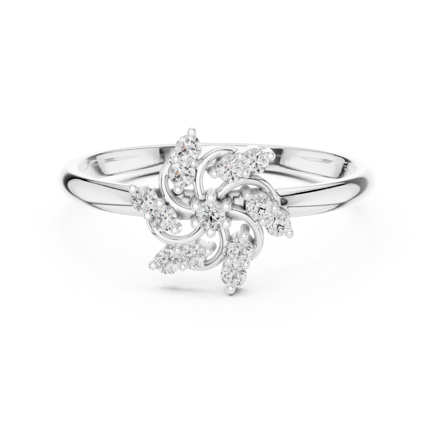 Seraphic Diamond Blossom Ring | Atelier Swirl Cluster Craft | Ultra Rare Silver Rose Plated Bridal Artifact