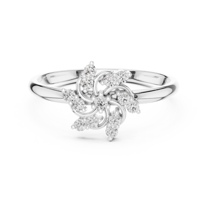 Seraphic Diamond Blossom Ring | Atelier Swirl Cluster Craft | Ultra Rare Silver Rose Plated Bridal Artifact