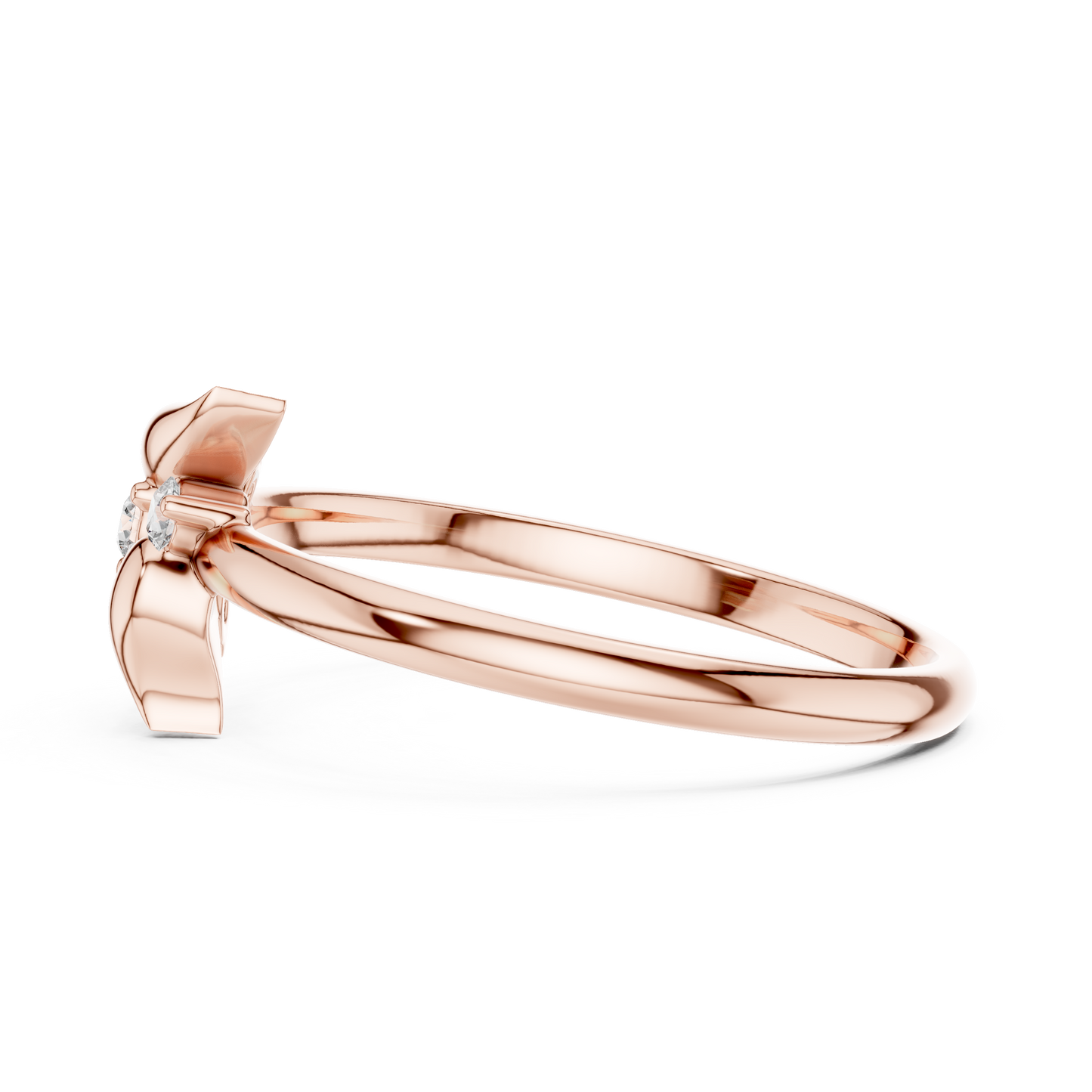 Organic Leaf Diamond Ring | Timeless Nature Beauty | Luxury Silver Rose Plated Fine Jewelry Statement Piece