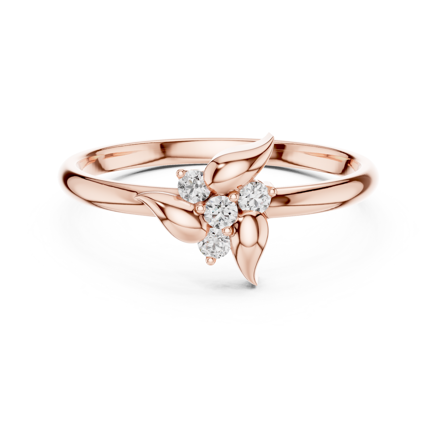 Organic Leaf Diamond Ring | Timeless Nature Beauty | Luxury Silver Rose Plated Fine Jewelry Statement Piece