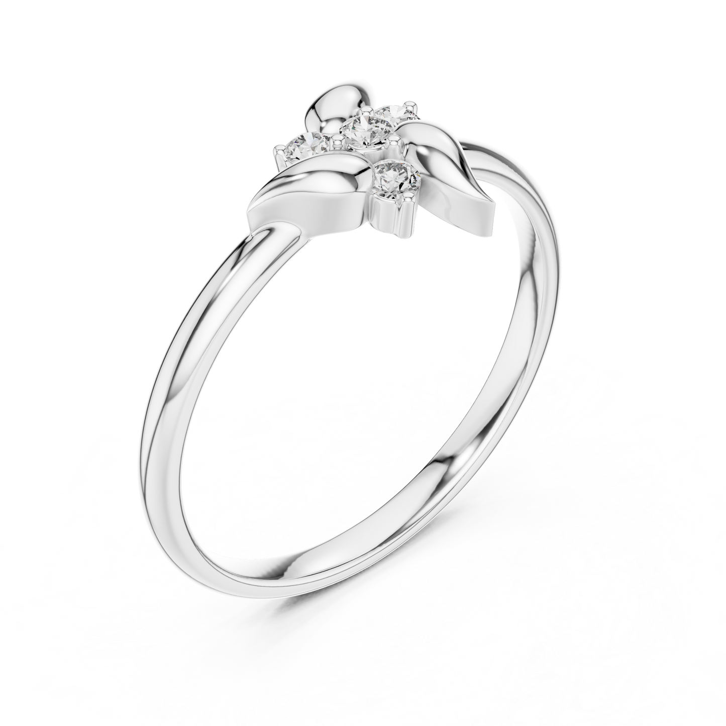 Organic Leaf Diamond Ring | Timeless Nature Beauty | Luxury Silver Rose Plated Fine Jewelry Statement Piece