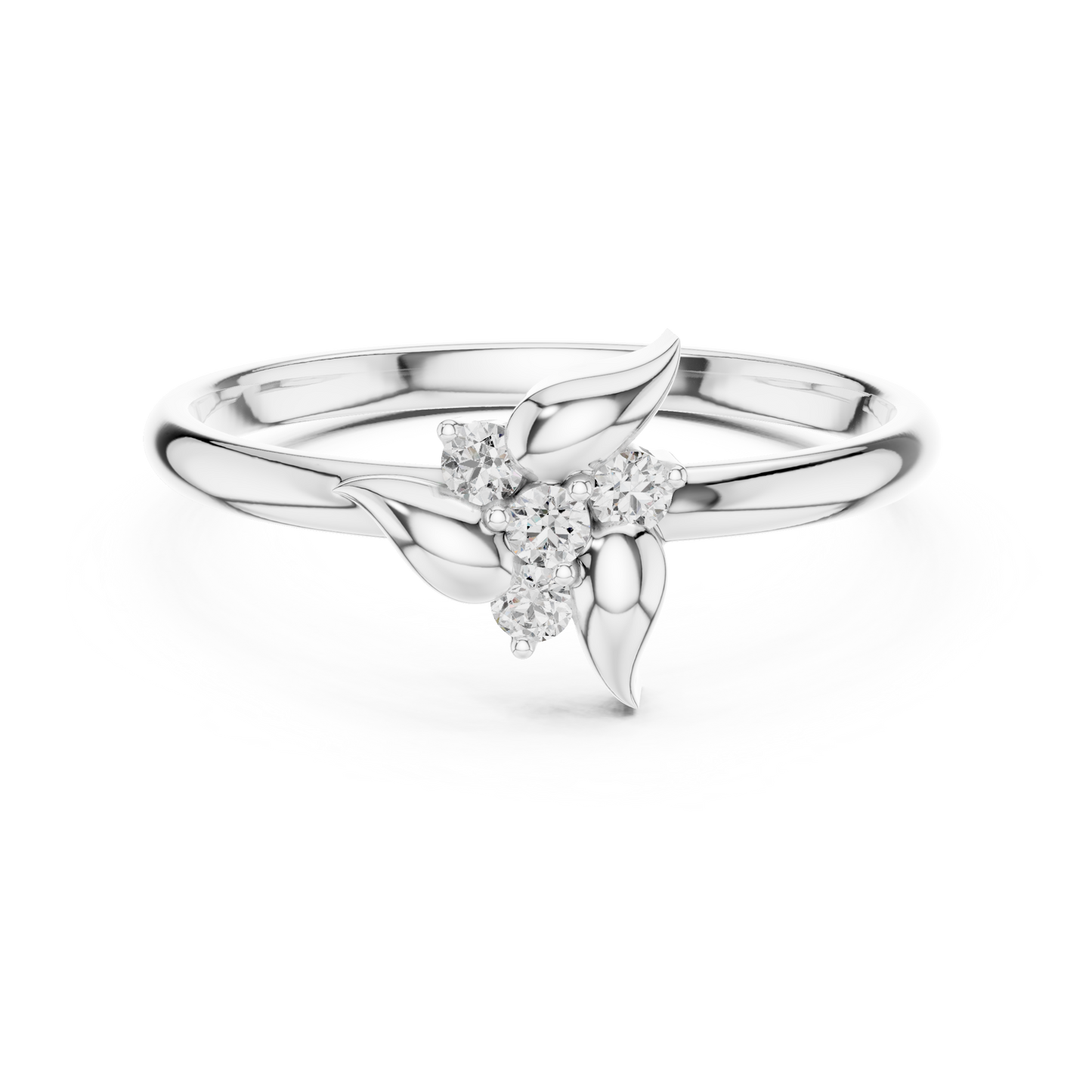 Organic Leaf Diamond Ring | Timeless Nature Beauty | Luxury Silver Rose Plated Fine Jewelry Statement Piece