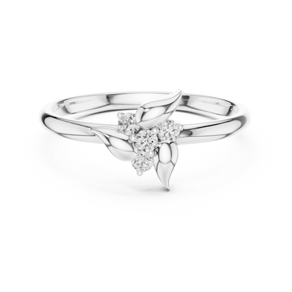 Organic Leaf Diamond Ring | Timeless Nature Beauty | Luxury Silver Rose Plated Fine Jewelry Statement Piece