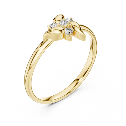 Organic Leaf Diamond Ring | Timeless Nature Beauty | Luxury Silver Rose Plated Fine Jewelry Statement Piece