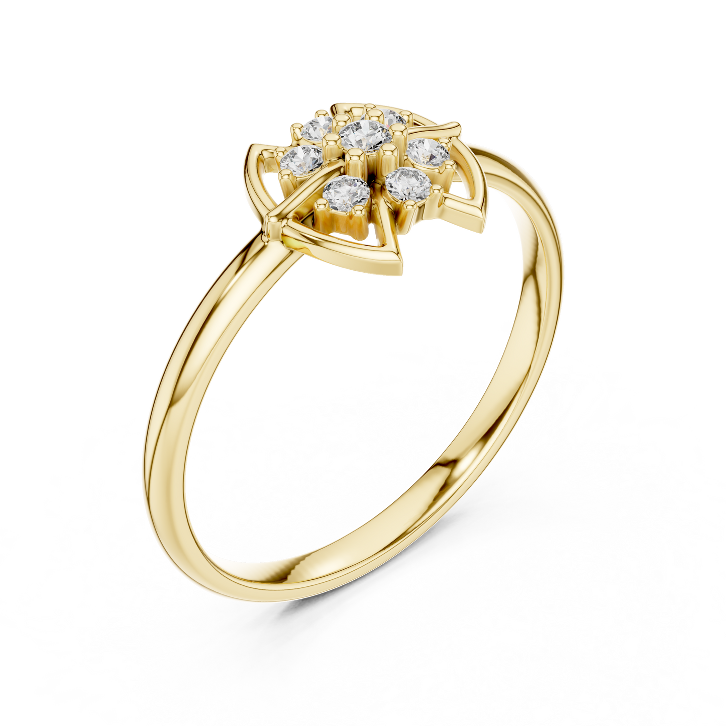 Mystic Floral Diamond Ring | Artisan Lotus Luxury Craft | Silver Gold Plated Glow