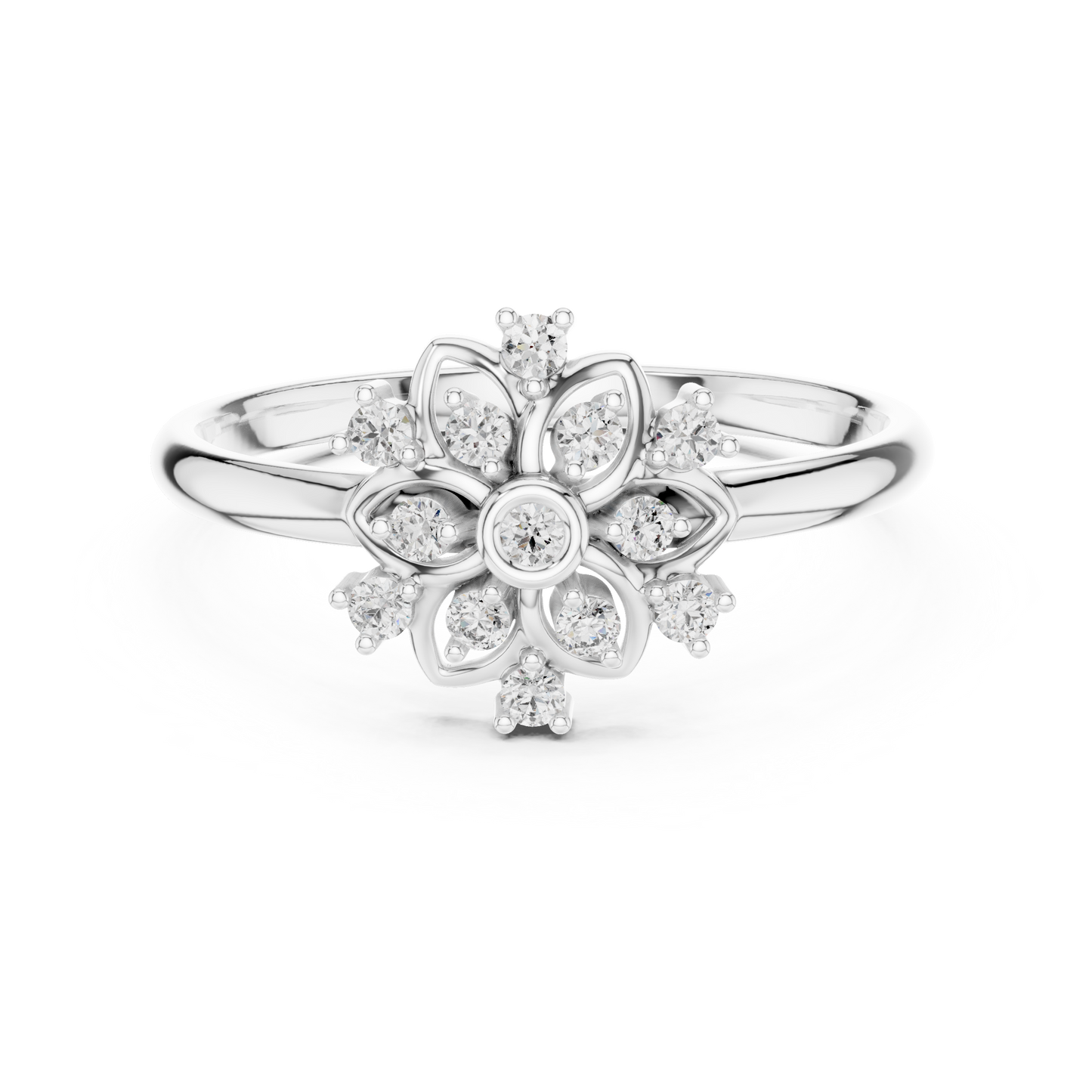 Antique Style Diamond Ring | Floral Silver Rose Plated Elegance | Rare Luxury Engagement Jewelry