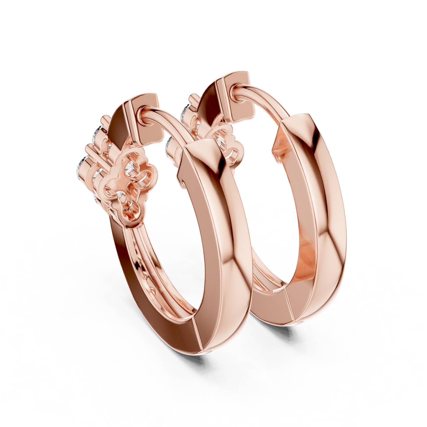 Rosy Cluster Hoops | Shimmer Crystal Beam | Classic Elegant Huggie Earrings