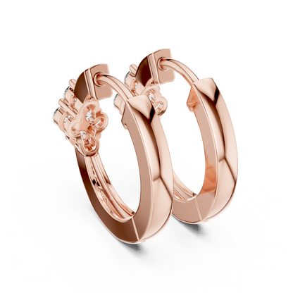 Rosy Cluster Hoops | Shimmer Crystal Beam | Classic Elegant Huggie Earrings