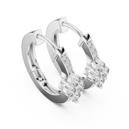 Rosy Cluster Hoops | Shimmer Crystal Beam | Classic Elegant Huggie Earrings