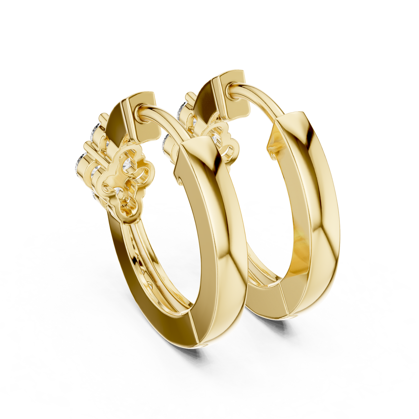 Rosy Cluster Hoops | Shimmer Crystal Beam | Classic Elegant Huggie Earrings