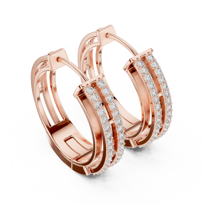 Refined Twin Hoops | Bright Diamond Earrings | Glamor Modern Everyday Wear