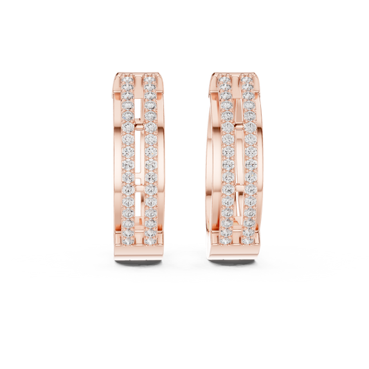 Refined Twin Hoops | Bright Diamond Earrings | Glamor Modern Everyday Wear