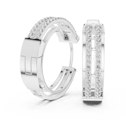 Refined Twin Hoops | Bright Diamond Earrings | Glamor Modern Everyday Wear