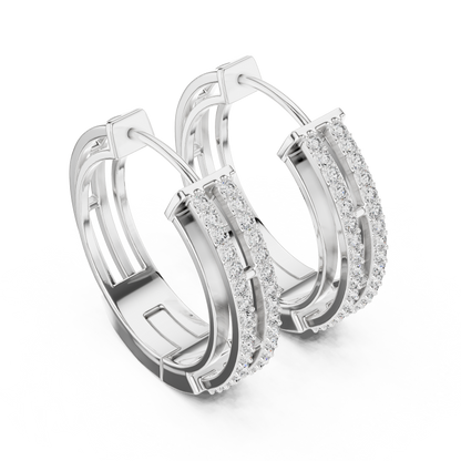 Refined Twin Hoops | Bright Diamond Earrings | Glamor Modern Everyday Wear