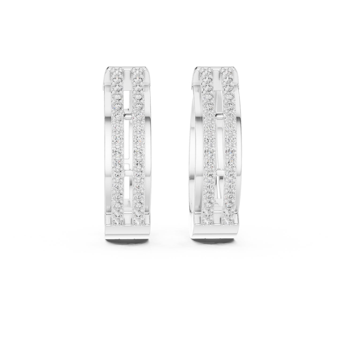 Refined Twin Hoops | Bright Diamond Earrings | Glamor Modern Everyday Wear