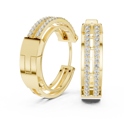 Refined Twin Hoops | Bright Diamond Earrings | Glamor Modern Everyday Wear