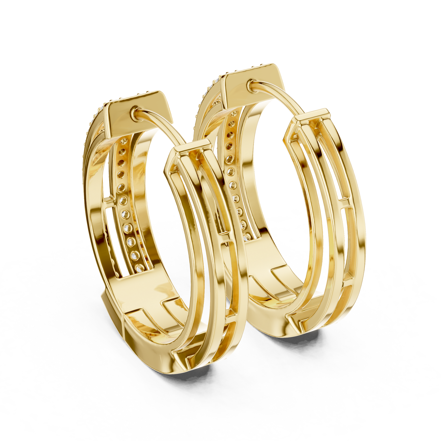 Refined Twin Hoops | Bright Diamond Earrings | Glamor Modern Everyday Wear