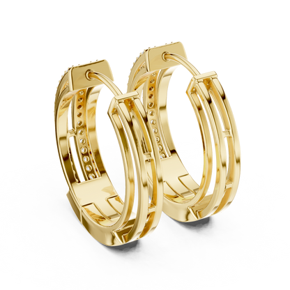 Refined Twin Hoops | Bright Diamond Earrings | Glamor Modern Everyday Wear