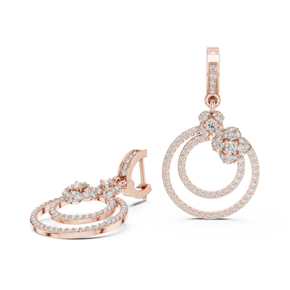 Glittering Blossom Hoop Earrings – Good  Twin Loop Structure – Luxury Diamond Occasion Wear