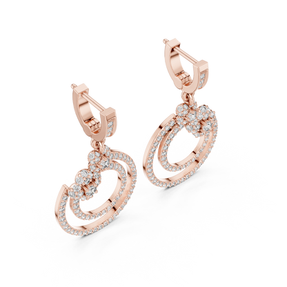 Glittering Blossom Hoop Earrings – Good  Twin Loop Structure – Luxury Diamond Occasion Wear
