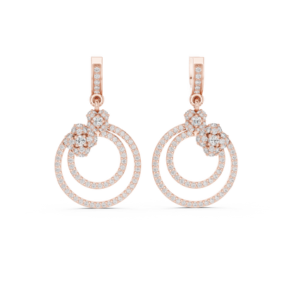 Glittering Blossom Hoop Earrings – Good  Twin Loop Structure – Luxury Diamond Occasion Wear