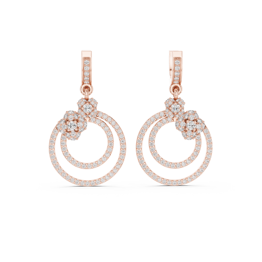 Glittering Blossom Hoop Earrings – Good  Twin Loop Structure – Luxury Diamond Occasion Wear