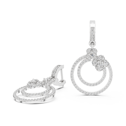 Glittering Blossom Hoop Earrings – Good  Twin Loop Structure – Luxury Diamond Occasion Wear