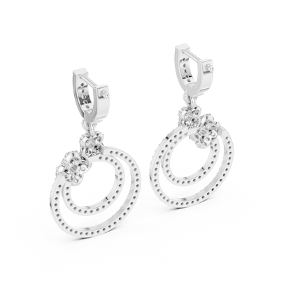 Glittering Blossom Hoop Earrings – Good  Twin Loop Structure – Luxury Diamond Occasion Wear
