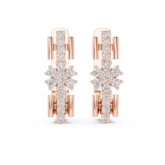Diamond Starburst Huggie Earrings – Gold Hoop Drop – Dainty Cluster Sparkle – Luxury Everyday Jewelry Gift