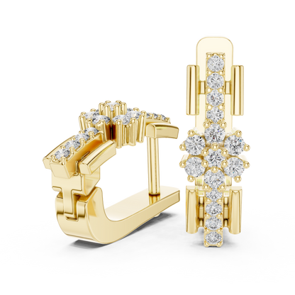 Starburst Huggie Earrings – Gold Hoop Drop – Dainty Cluster Sparkle – Luxury Everyday Jewelry Gift