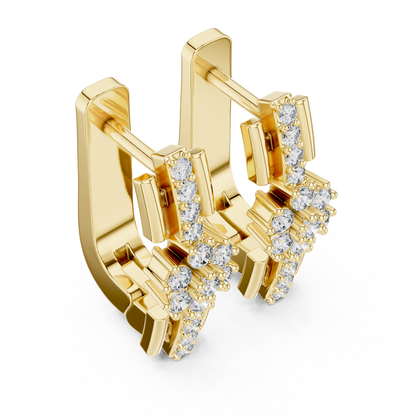 Starburst Huggie Earrings – Gold Hoop Drop – Dainty Cluster Sparkle – Luxury Everyday Jewelry Gift