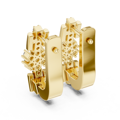 Starburst Huggie Earrings – Gold Hoop Drop – Dainty Cluster Sparkle – Luxury Everyday Jewelry Gift