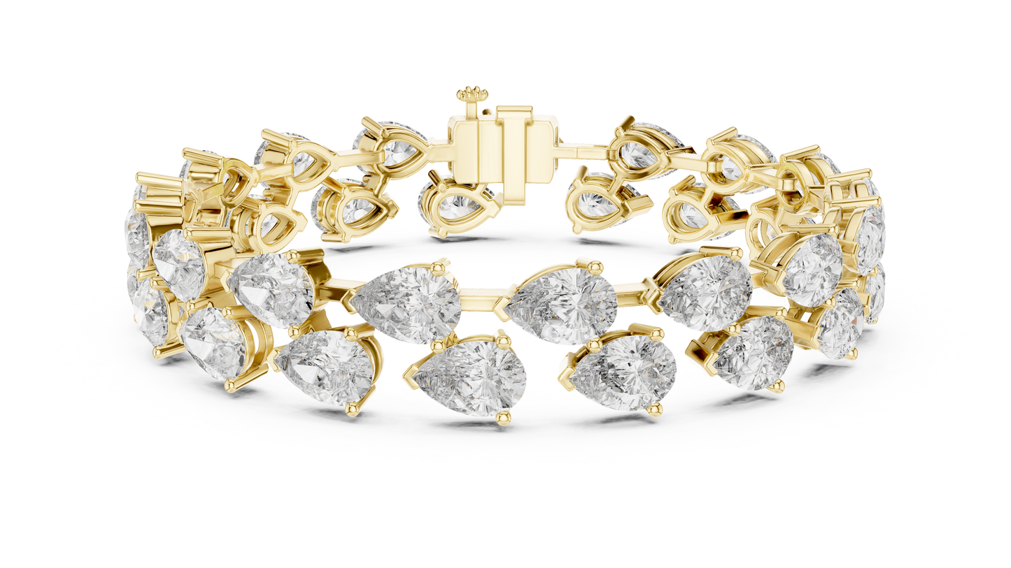 Prestige Pear Cut Diamond Bracelet • Grand Luxury Gold • Anniversary Gift for the Exceptional Woman