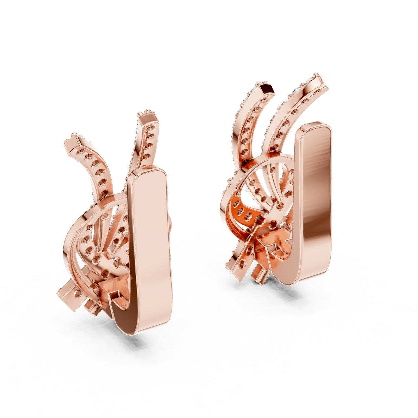 Multi Row Diamond Earring • Elegant Swirl Setting • White Gold Crossover Cocktail Earrring