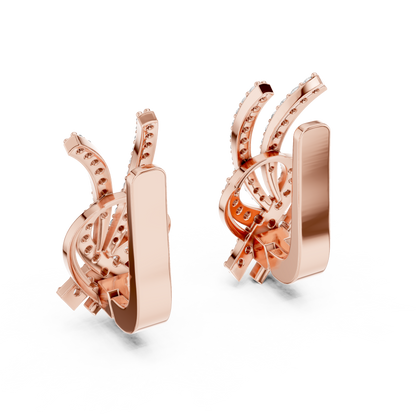 Multi Row Diamond Earring • Elegant Swirl Setting • White Gold Crossover Cocktail Earrring