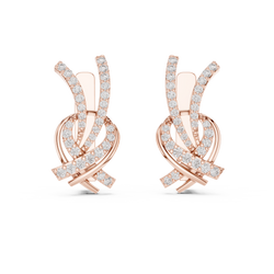 Multi Row Diamond Earring • Elegant Swirl Setting • White Gold Crossover Cocktail Earrring