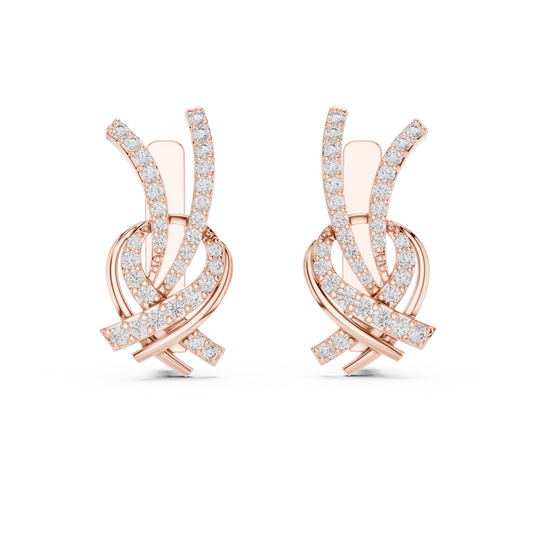 Multi Row Diamond Earring • Elegant Swirl Setting • White Gold Crossover Cocktail Earrring
