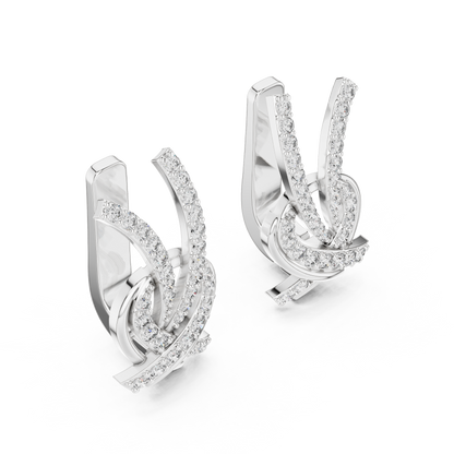 Multi Row Diamond Earring • Elegant Swirl Setting • White Gold Crossover Cocktail Earrring