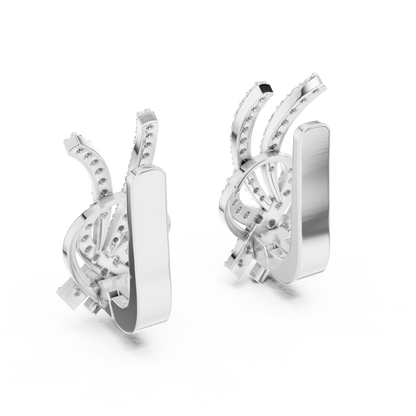 Multi Row Diamond Earring • Elegant Swirl Setting • White Gold Crossover Cocktail Earrring