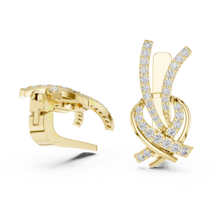 Multi Row Diamond Earring • Elegant Swirl Setting • White Gold Crossover Cocktail Earrring