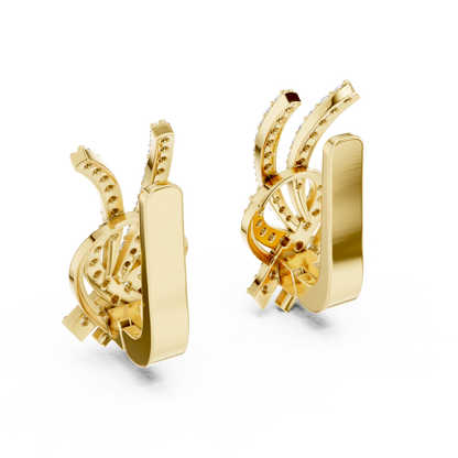 Multi Row Diamond Earring • Elegant Swirl Setting • White Gold Crossover Cocktail Earrring