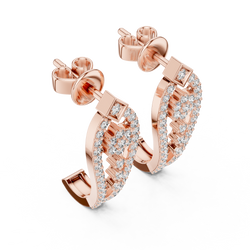 Majestic Floral Stud Earrings • Rose Gold Sparkle Design - Shimmering Flower Pattern Style