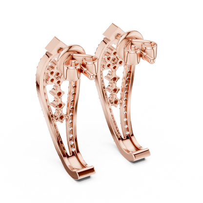 Majestic Floral Stud Earrings • Rose Gold Sparkle Design - Shimmering Flower Pattern Style